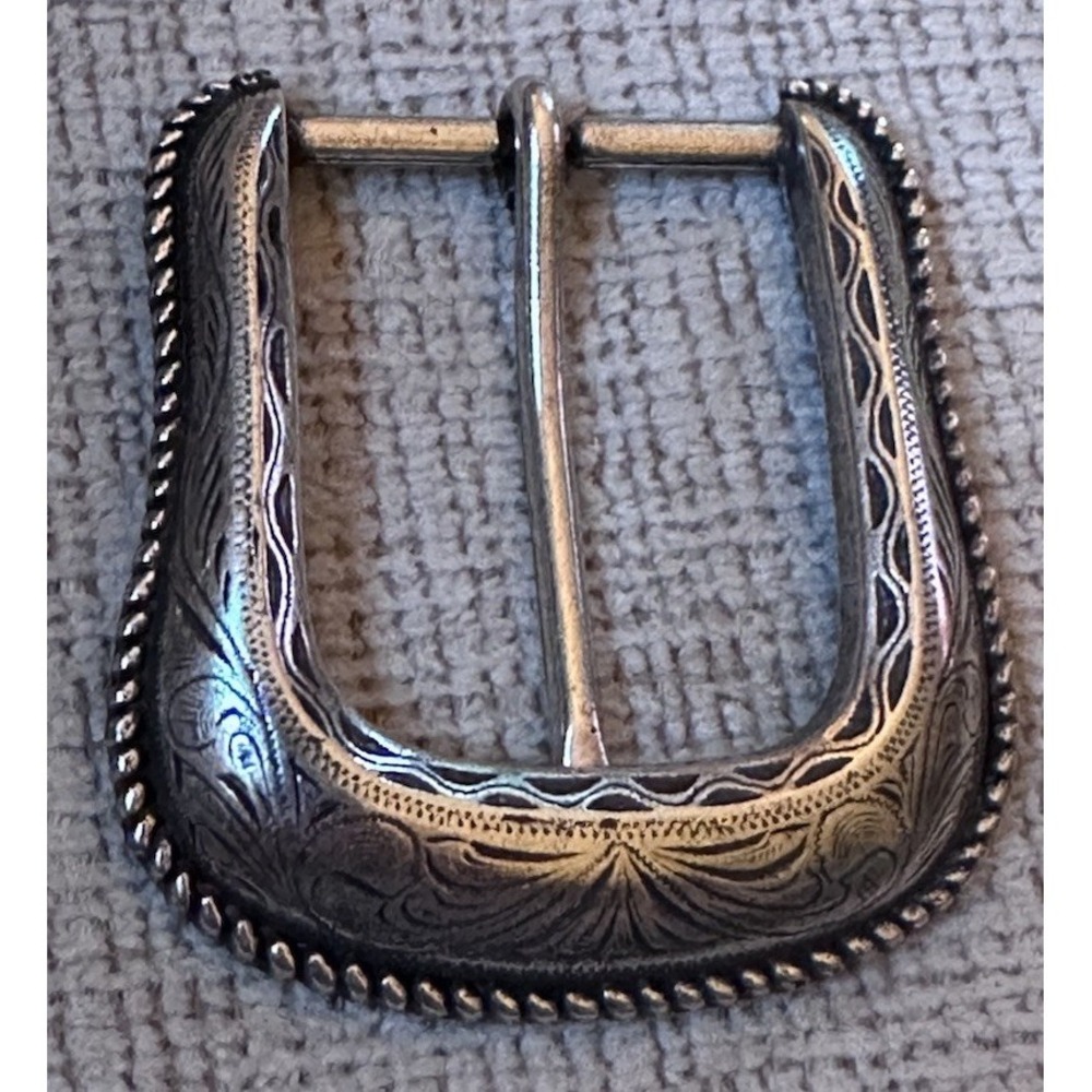 Belt‎ Buckle VTG Stamped Century Canada Western Style Wide D-Shape Silver Tone